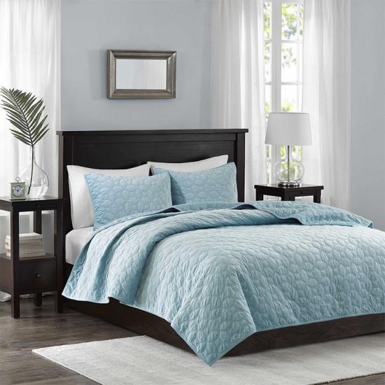 mirotex Diamond Quilted Blue ผ้าคลุมเตียง Solid Bed Covers