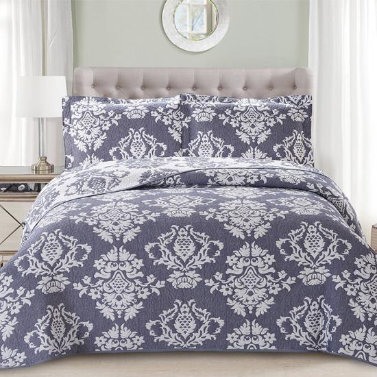 cxmicrotex Damask Purple ชุดเครื่องนอน Jacquard Quilt Set