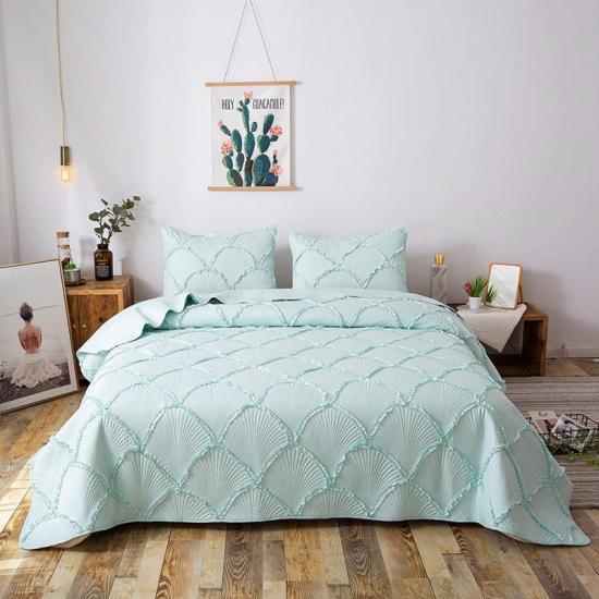 Solid Bedding Collection Ruffle Quilt Set ผ้าคลุมเตียงแบบกลับด้านได้