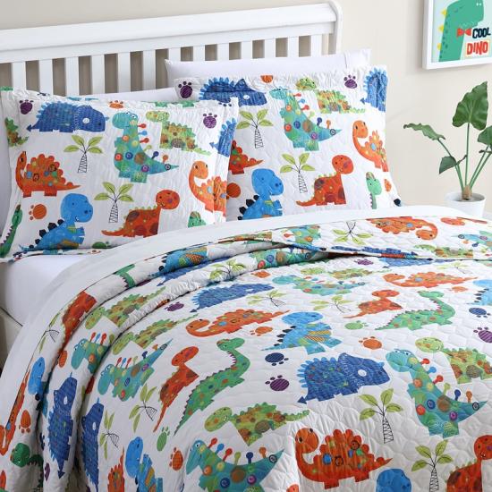 cxmicrotex Kids Twin Bedding Set Dinosaur Quilted ผ้าคลุมเตียง