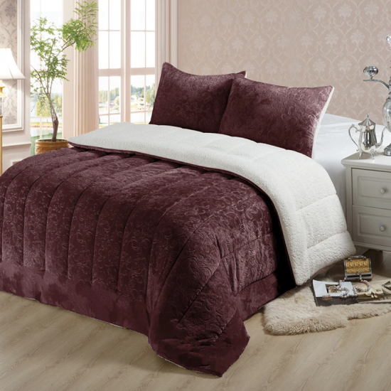 พิมพ์ชุดผ้านวมขนเฟอร์อิตาลี Quilted Sherpa ผ้าคลุมเตียงผ้าคลุมเตียง