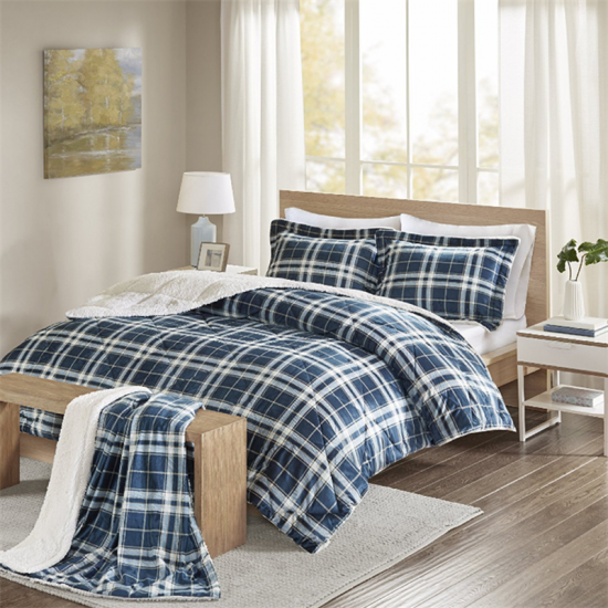Plaid To Sherpa Comforter Set Quilted Bed Set Winter Collection